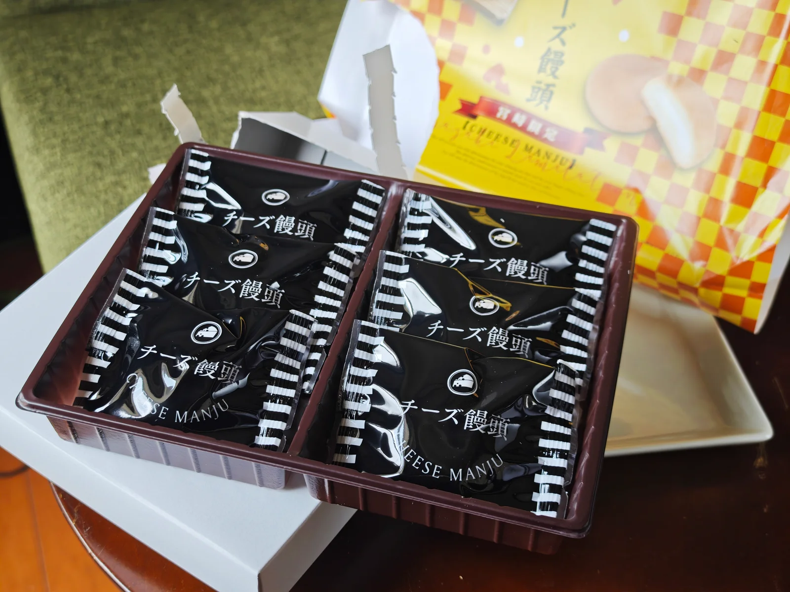 Open Hyuga Hogaya Cheese Manju package