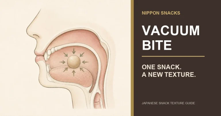 Vacuum Bite illustrated guide showing gentle inward pressure around a snack in the mouth