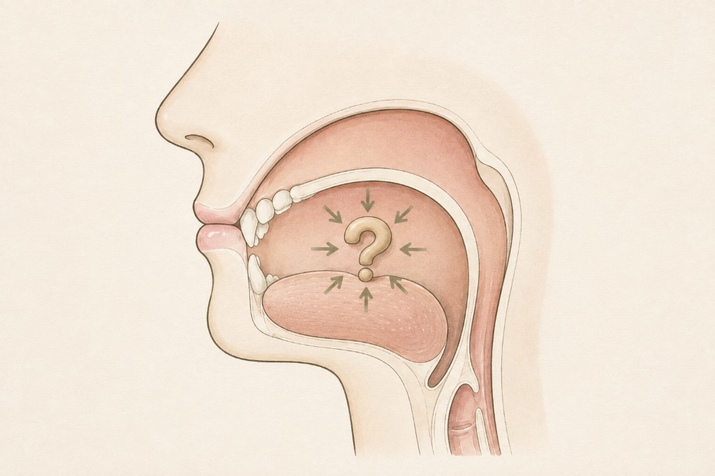 Question mark inside the mouth inviting readers to choose their own Vacuum Bite snack
