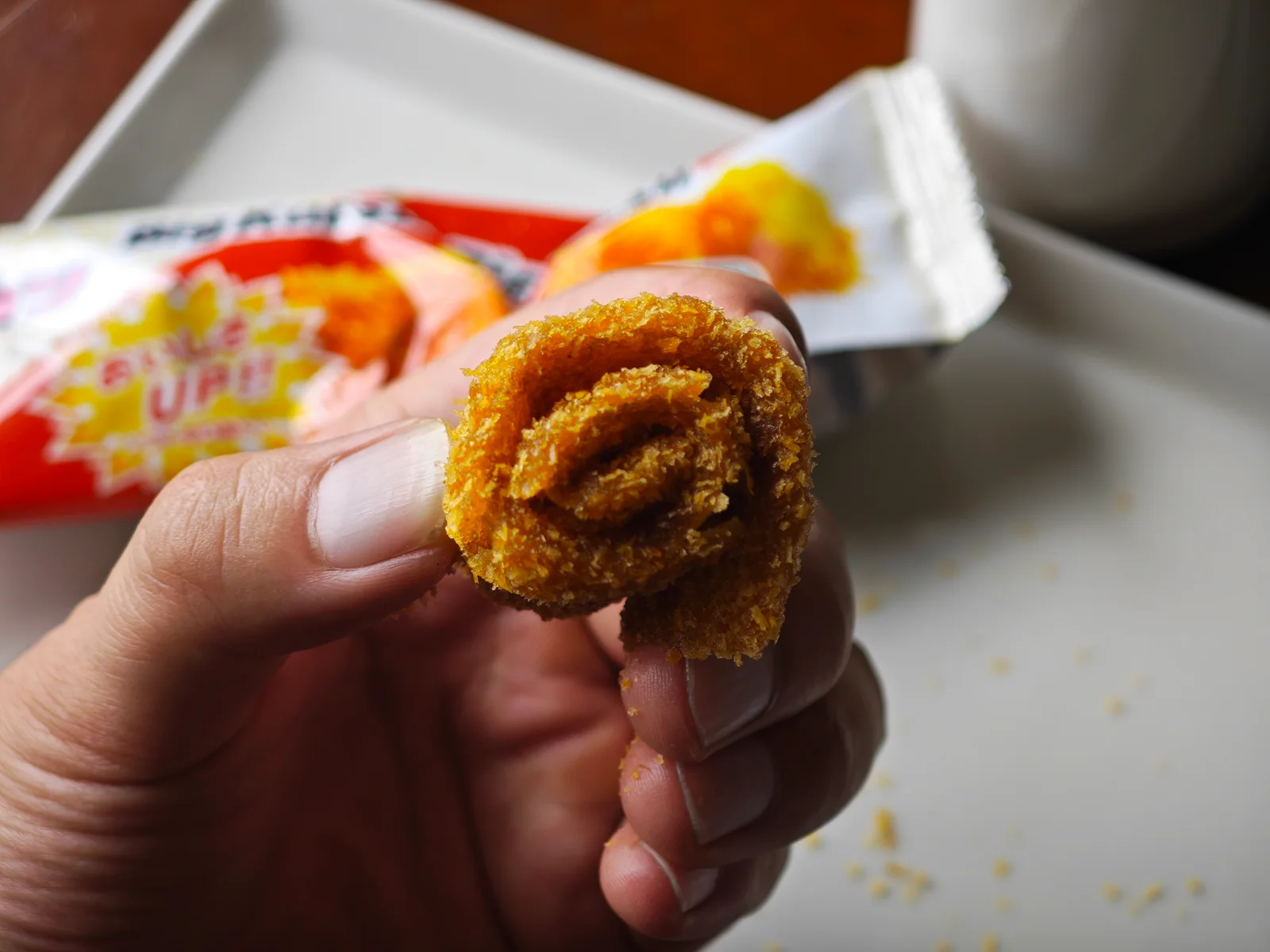 Big Katsu rolled into a spiral for a one-bite method