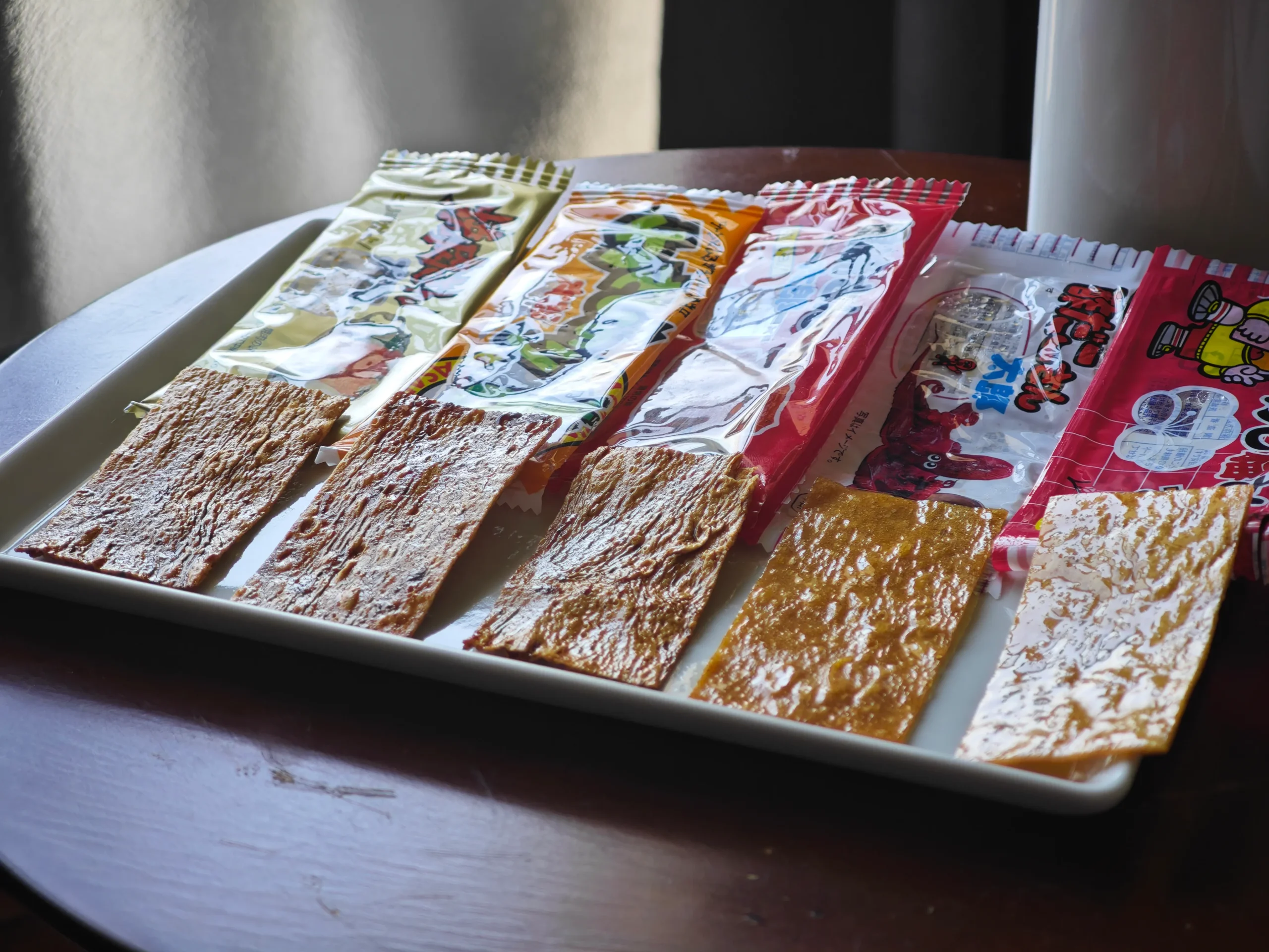 Five San Taro sheets from a 45-degree angle