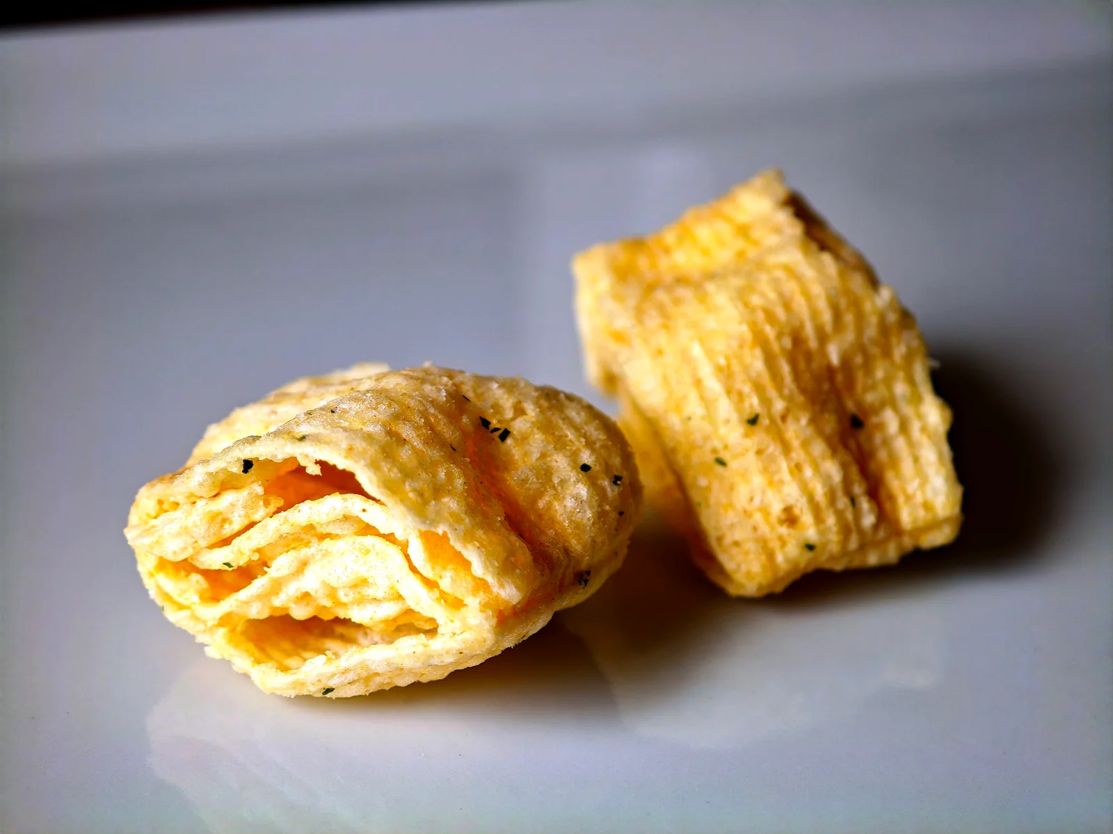 Corn Potage Aerial pieces with visible green herb flecks