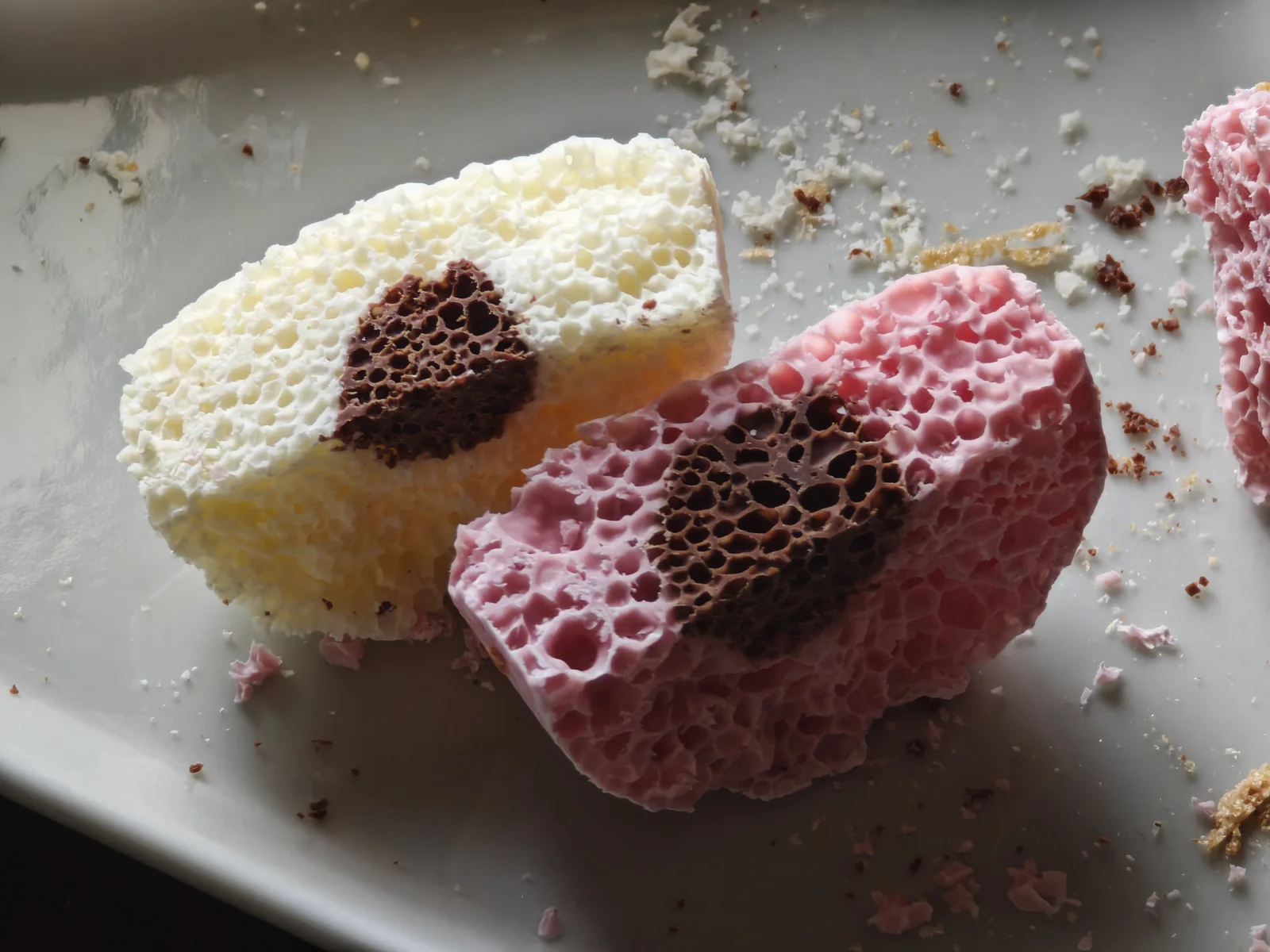 Overflowing strawberry Caplico top cut away as a chocolate crown